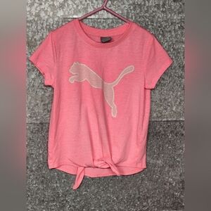 Puma Pink White Graphic Logo Tie Top Girls S7 - 2022